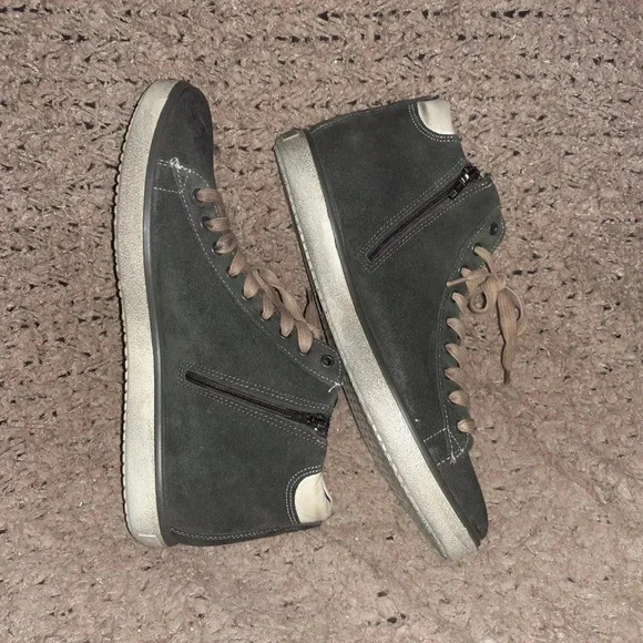 IGI&CO-Italy-Mid-Top Oiled Suede Sneakers-Side Zip-Distressed-Sz 43-Near Mint - Picture 7 of 8